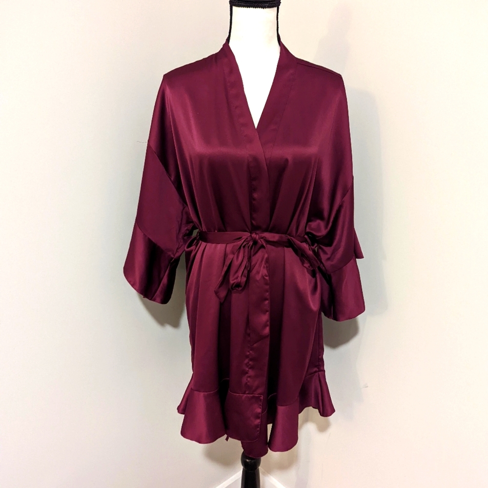 Victoria secret satin maroon/plum Robe kimono size M/L